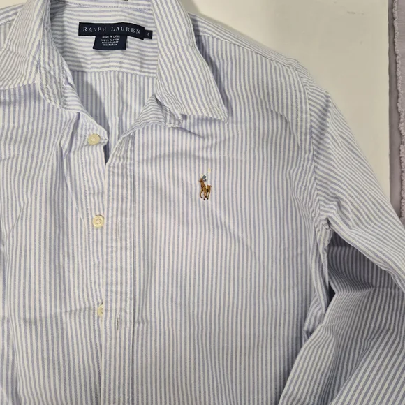 Ralph Lauren White and Blue Striped Shirt - Picture 5 of 7